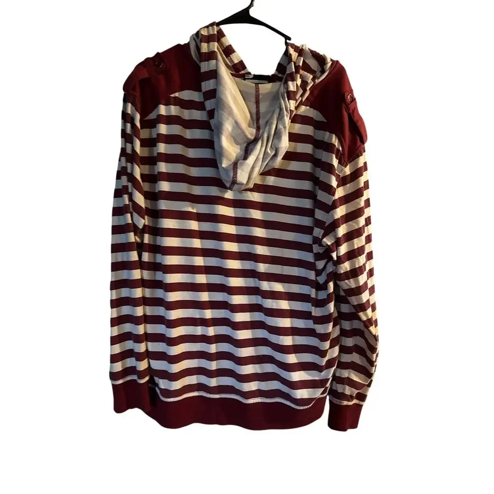 Vintage Y2K Southpole Maroon Striped Zip Up Hoodie XXL